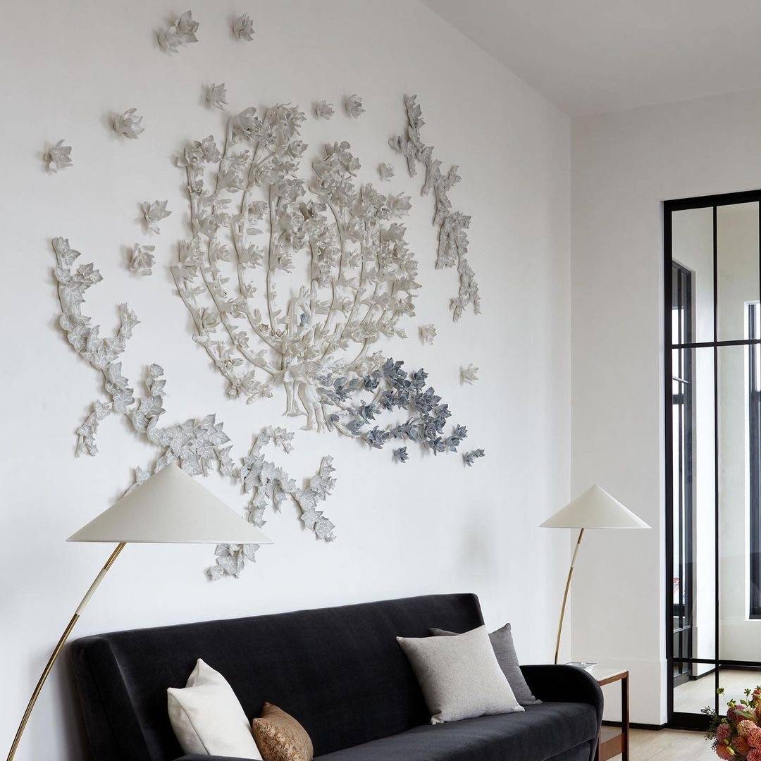 Porcelain Wall Sculpture by Alice Riehl in Tribeca Penthouse by Hines Collective