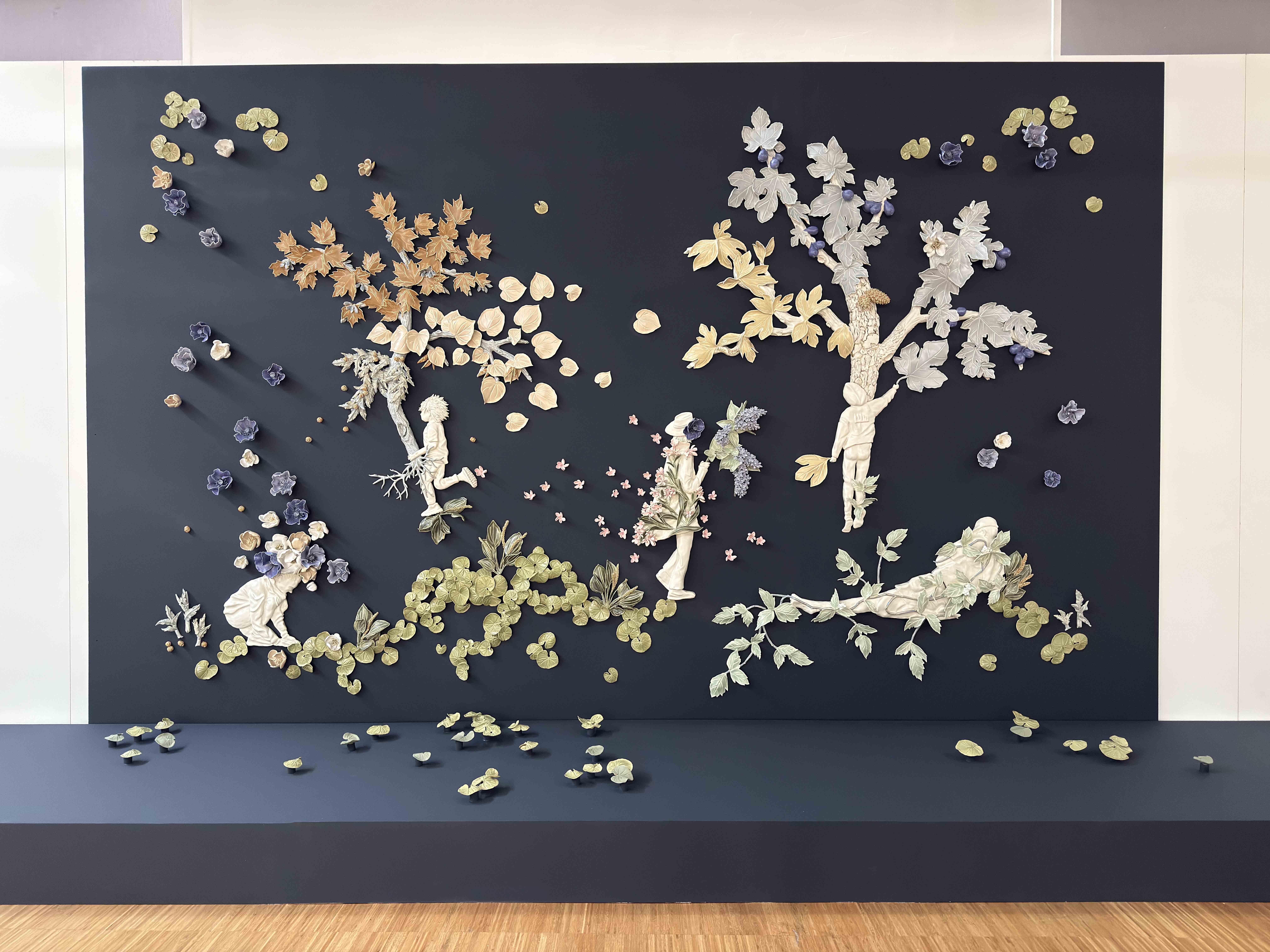 Toile de Jouy inspired Porcelain Wall Sculpture